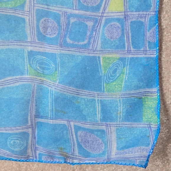 Blue Patterned Scarf,  No Brand - Picture 2 of 5